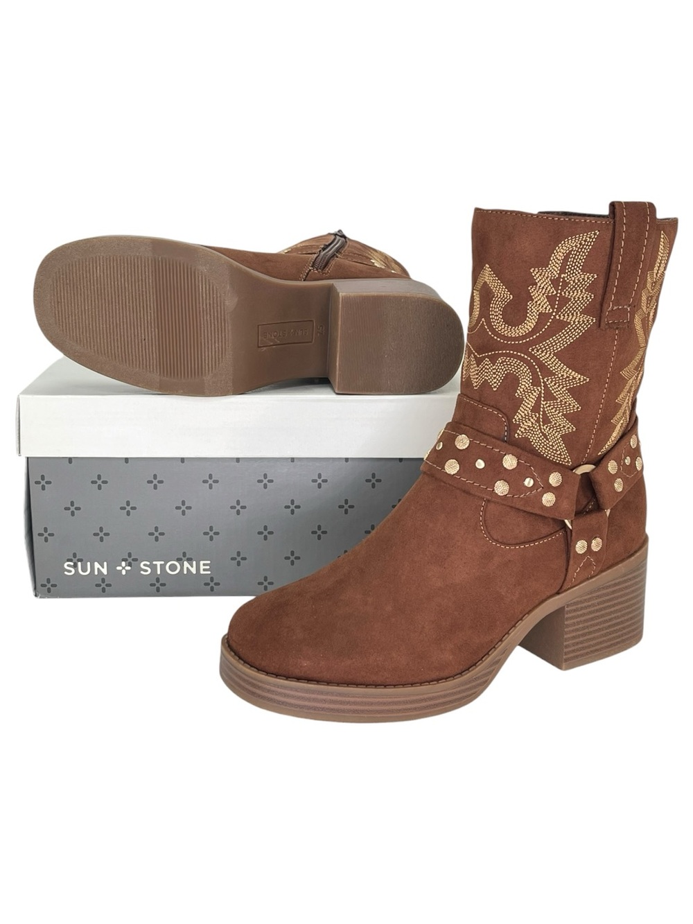 Sun + Stone Norahh Brown Western Style Womens Ankle Boots Size 7.5M - Picture 11 of 12